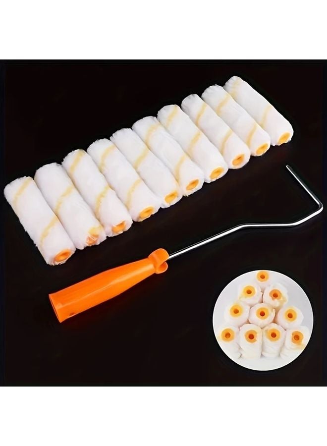 10pcs Paint Roller Set With 11 81inch Handle For Walls Ceilings Small Areas - Image 1