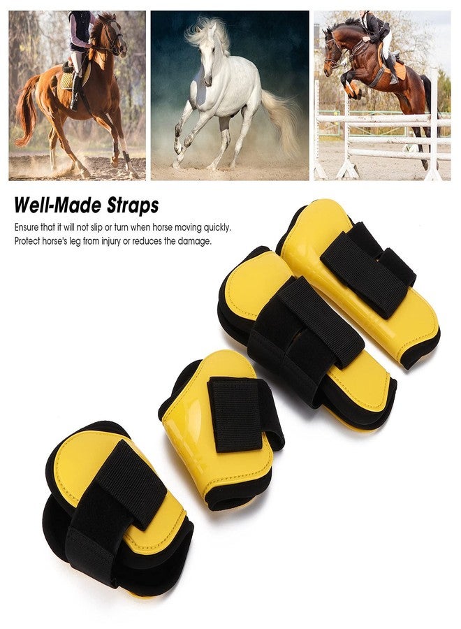 Restokki 2Pack Horse Support Boots, Open Front Jumping Tendon Horses Boots, Adjustable Horse Tendon Protection for Jumping Trail Riding (22.00 * 20.00 * 5.00-Yellow) - Image 3