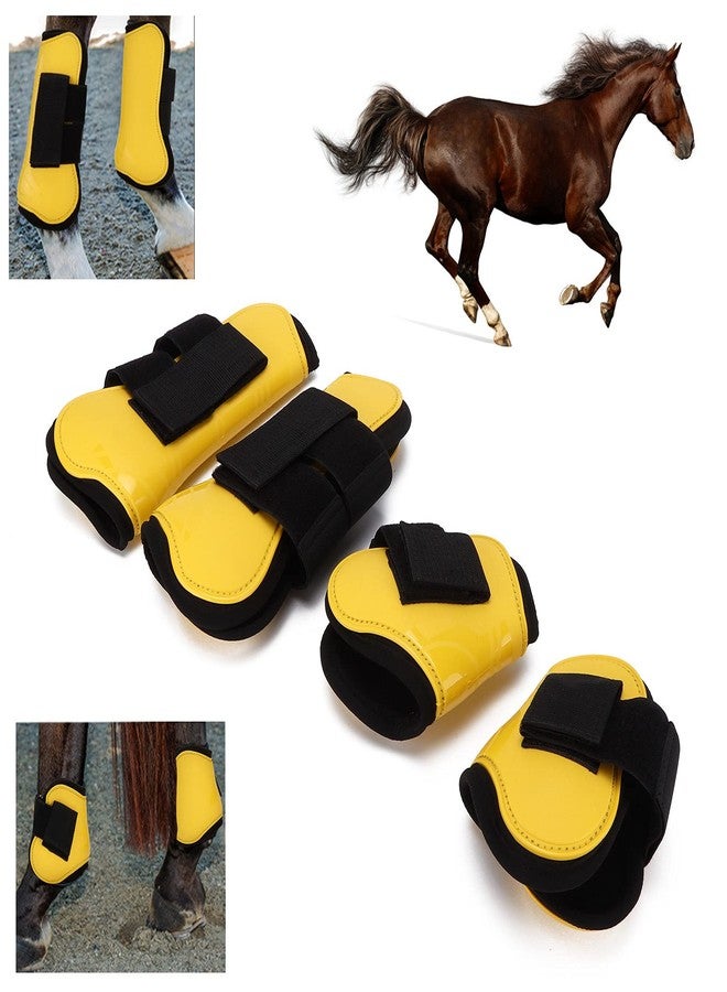 Restokki 2Pack Horse Support Boots, Open Front Jumping Tendon Horses Boots, Adjustable Horse Tendon Protection for Jumping Trail Riding (22.00 * 20.00 * 5.00-Yellow) - Image 1