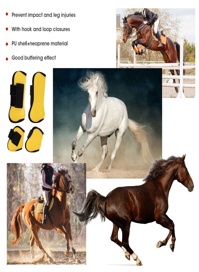 Restokki 2Pack Horse Support Boots, Open Front Jumping Tendon Horses Boots, Adjustable Horse Tendon Protection for Jumping Trail Riding (22.00 * 20.00 * 5.00-Yellow) - Image 2