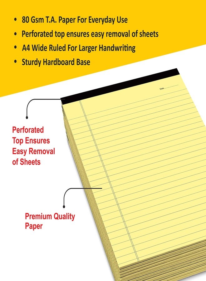 Rousrie FlyBuy Hub - Notepads for Office, school, Premium 70 GSM Paper A4 Size Legal/Wide Ruled Pad, notepads for writing notes, students (50 Pages) (Yellow) - Image 3