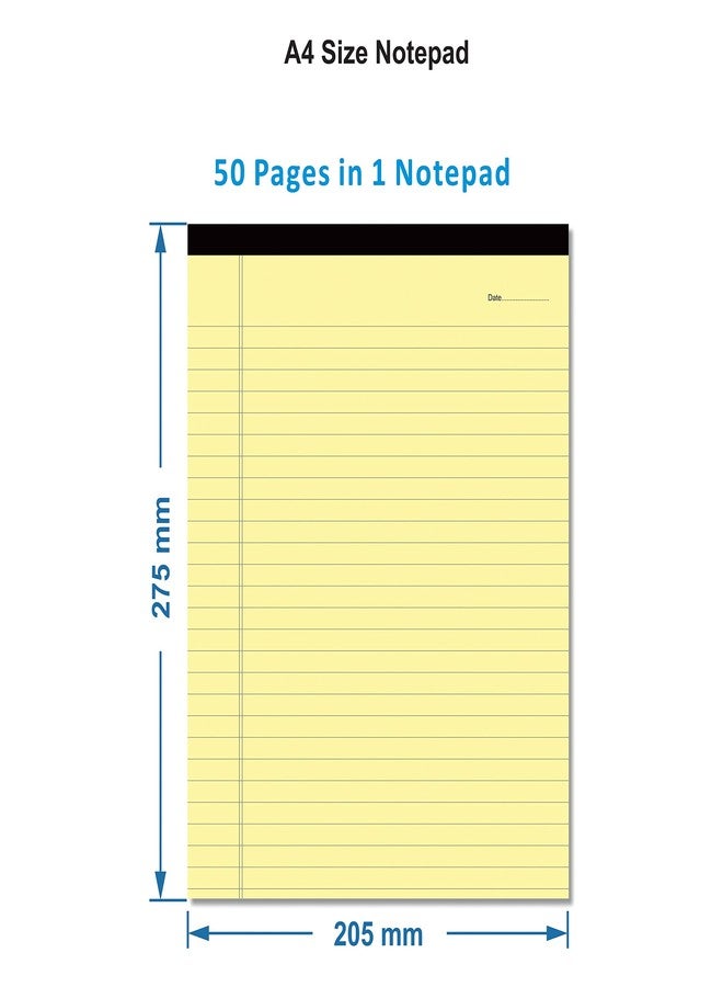 Rousrie FlyBuy Hub - Notepads for Office, school, Premium 70 GSM Paper A4 Size Legal/Wide Ruled Pad, notepads for writing notes, students (50 Pages) (Yellow) - Image 2