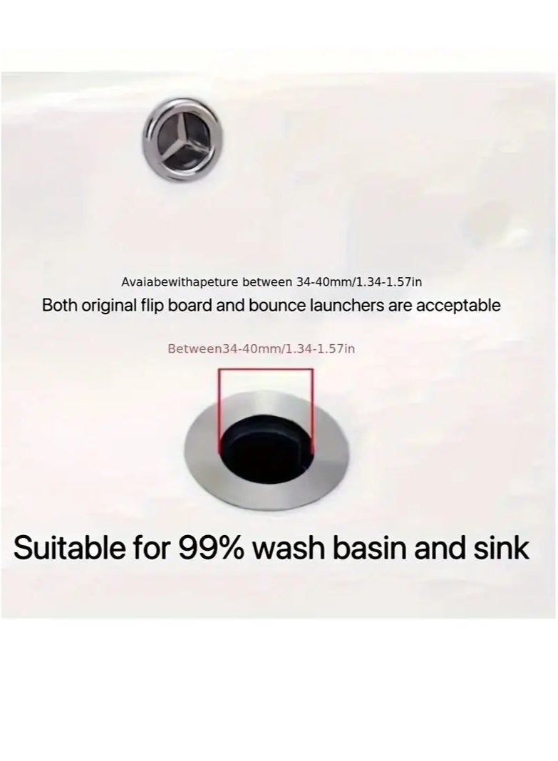 Universal Bathroom Sink Stopper, Anti-odor Wash Basin Refined Copper Core, Pop Up Bathroom Sink Plug, Press Type Sink Drain Stopper, Washbasin Drain Filter, Bathtub Hair Catcher, Bathroom Accessories  - Image 3