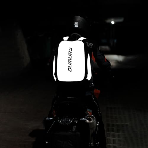 Oumurs Reflective Backpack 1800D Waterresistant Oxford Cloth Backpack Laptop Backpack for Motorcycle Travel Cycling Work Sport Hiking Gym Black - Image 3
