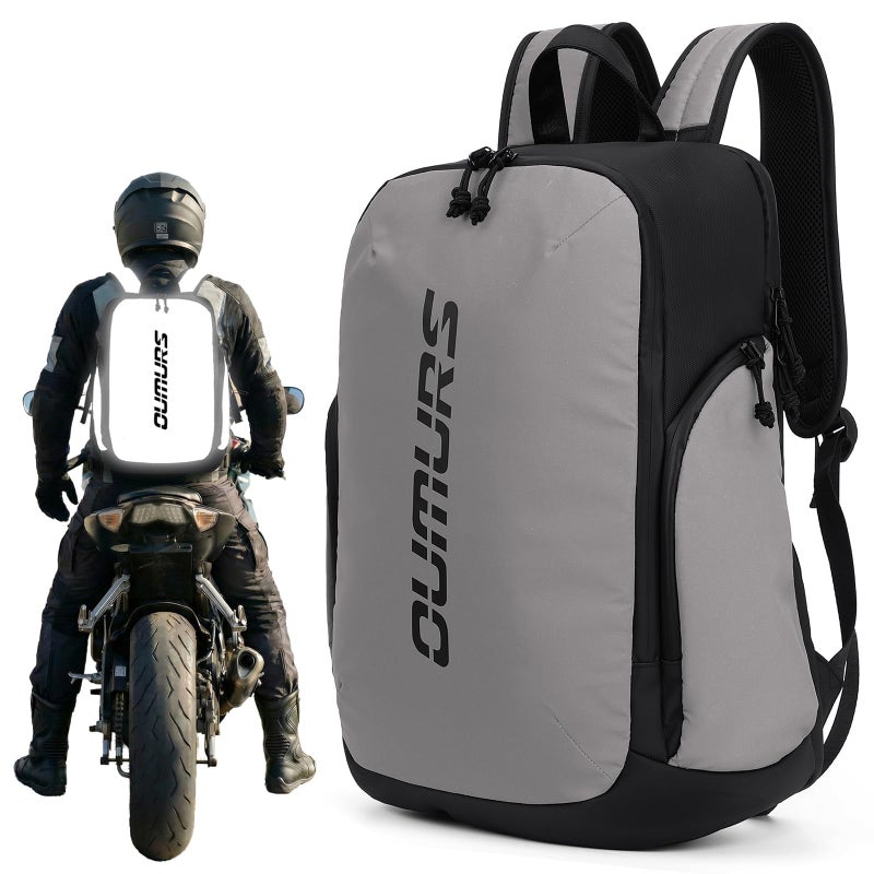 Oumurs Reflective Backpack 1800D Waterresistant Oxford Cloth Backpack Laptop Backpack for Motorcycle Travel Cycling Work Sport Hiking Gym Black - Image 2