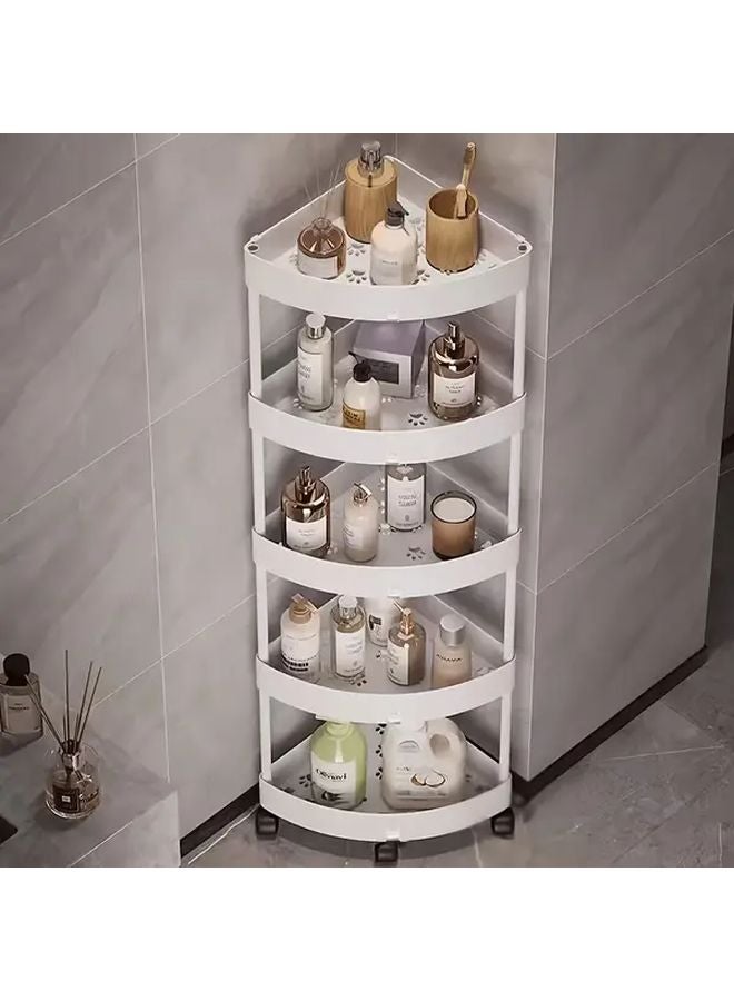 5 Tier Black Space Saving Bathroom Corner Shelf Cabinet Organizer - Image 5