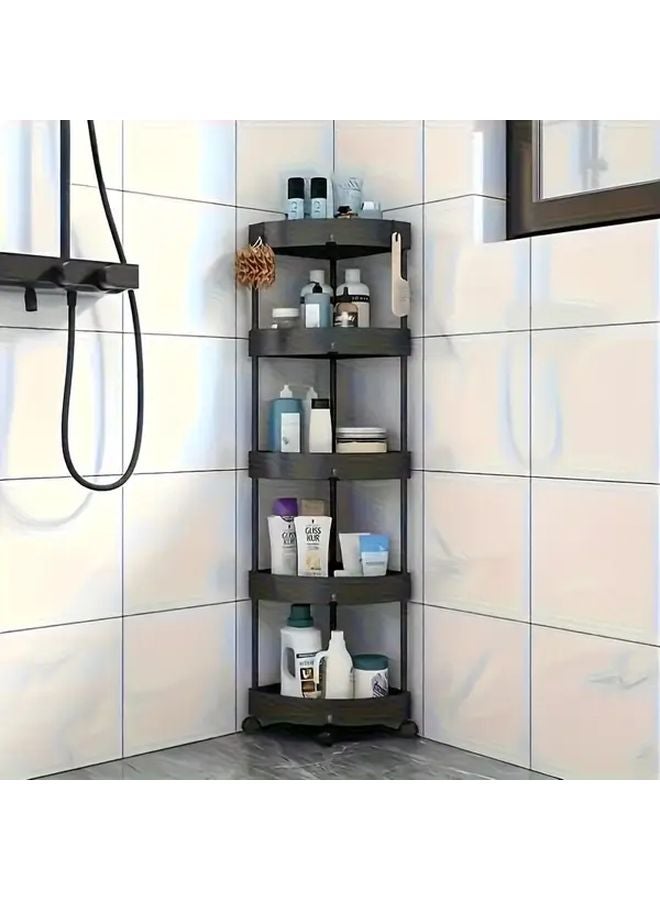 5 Tier Black Space Saving Bathroom Corner Shelf Cabinet Organizer - Image 1