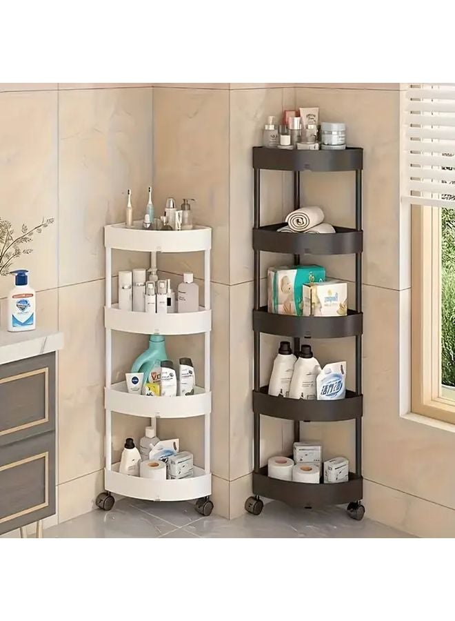 5 Tier Black Space Saving Bathroom Corner Shelf Cabinet Organizer - Image 2
