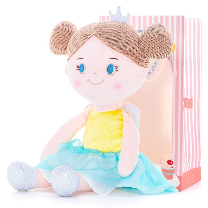 Gloveleya Dolls First Baby Girl Gifts Soft Stuffed Doll Yellow 15"" with Gift Bag