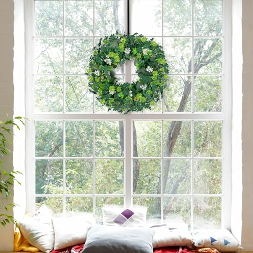 luck sea St Patricks Day Artificial Eucalyptus Wreath Saint Patrick Decorations for Front Door - St Paddys Shamrock Decor for Irish March Home Wall Porch Party Supplies - Image 5