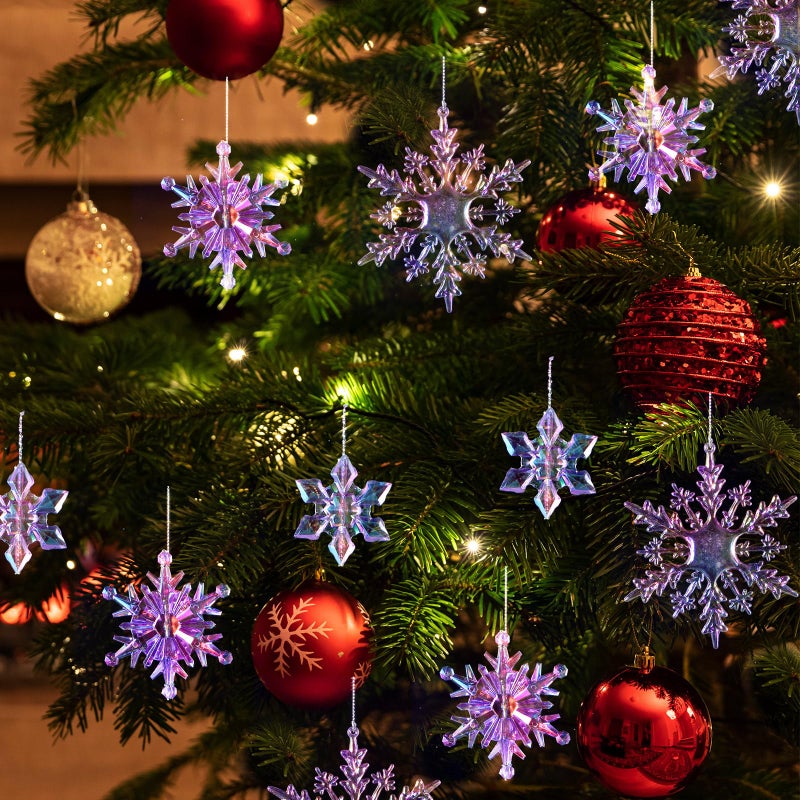 شابي 36 قطعة من زخرفة ندفة الثلج البلاستيكية البلاستيكية زخرفة الثلج أكريليك عيد الميلاد لعيد الميلاد الزخرفة DIY DIRITION - Image 4