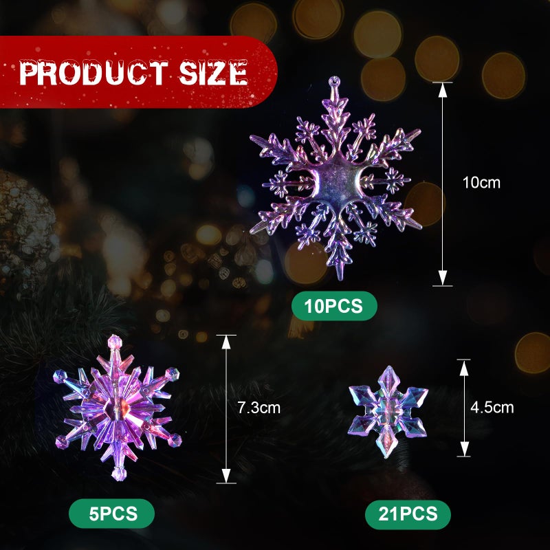 شابي 36 قطعة من زخرفة ندفة الثلج البلاستيكية البلاستيكية زخرفة الثلج أكريليك عيد الميلاد لعيد الميلاد الزخرفة DIY DIRITION - Image 2