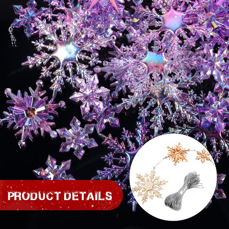 شابي 36 قطعة من زخرفة ندفة الثلج البلاستيكية البلاستيكية زخرفة الثلج أكريليك عيد الميلاد لعيد الميلاد الزخرفة DIY DIRITION - Image 3