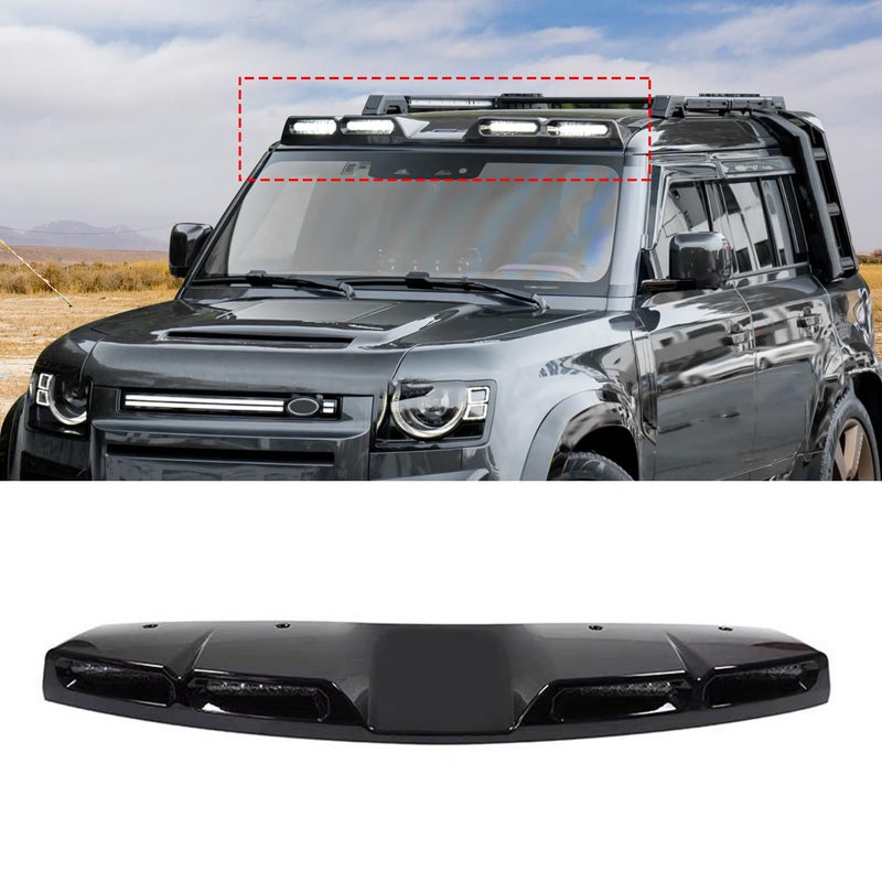EVGoXMods Roof Top Light Bar with 4 LED DRL Lamp Compatible with 20202025 Land Rover Defender 90 110 130 Gloss Black Exterior Accessories