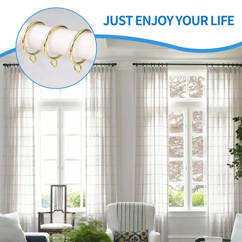 AMZSEVEN 44 Pack Curtain Rings with Eyelets, Metal Drapery Ring for Pinch Pleat Curtains, Drape Ring 1.5 Inch I D, Fits Up to 1.2 in Rod (Gold) - Image 4