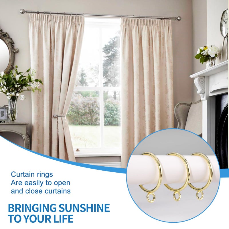 AMZSEVEN 44 Pack Curtain Rings with Eyelets, Metal Drapery Ring for Pinch Pleat Curtains, Drape Ring 1.5 Inch I D, Fits Up to 1.2 in Rod (Gold) - Image 5