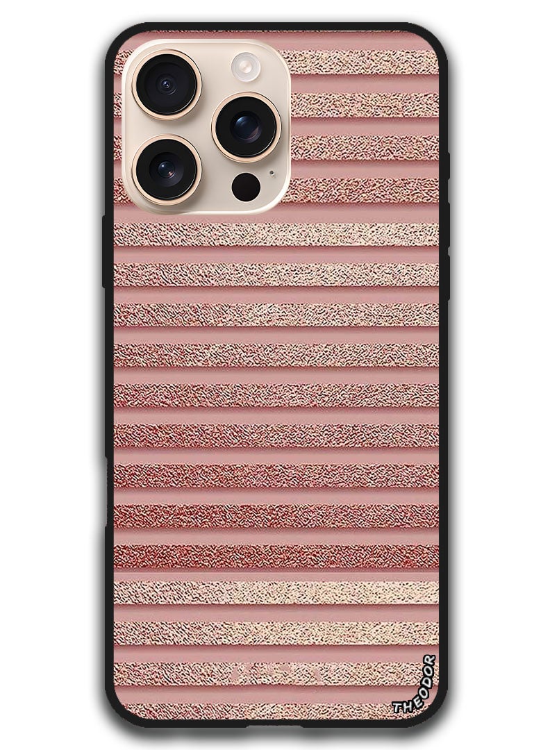 Theodor Protective Case Anti Scratch Shock Proof Bumper Cover For iPhone 16 Pro Max (6.9)-inch Pink Glitter Strips - Image 1
