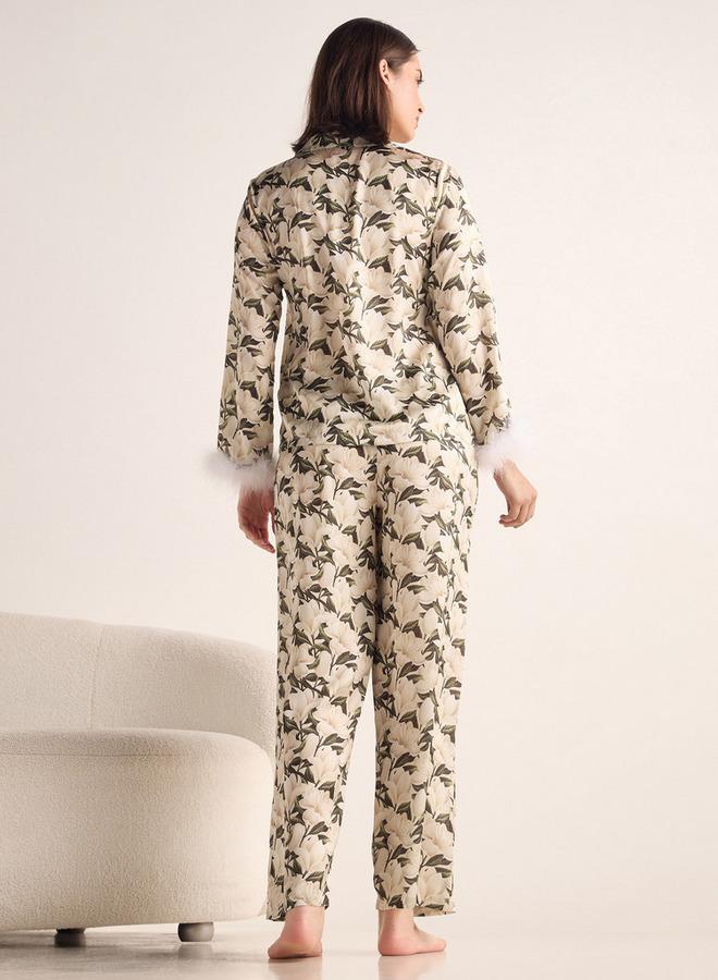 سبلاش فيڤ طقم بيجامة ساتان بطبعة زهور - Image 3