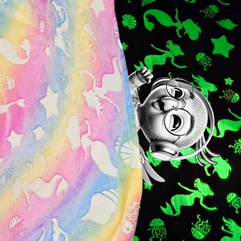 PAX PARROT PAX PARROT Queen Size Mermaid Design Glow in The Night Blanket for Kid Ultra Soft Glowing Blanket for ToddlerAll Season Soft WarmGift for Boys and Girl 015 Years 200 152 cm 
