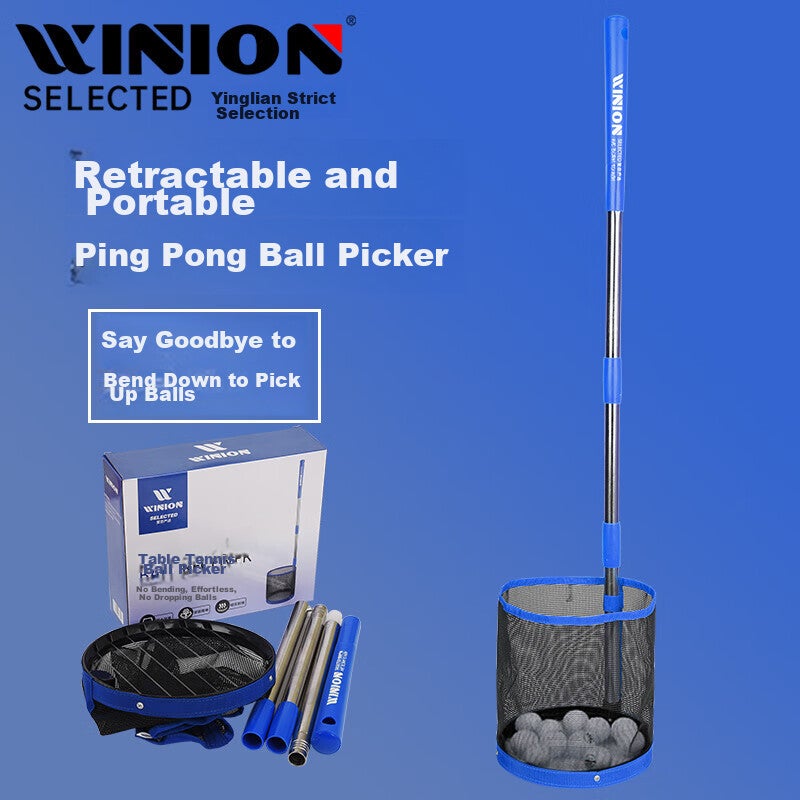 JD Jing Zao WINION Premium Table Tennis Ball Retriever, Lightweight And Portable Ball Picker, Standing Blue Model - Image 1