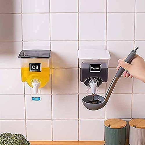 REPLEX Multifunctional Wall mounted Oil Dispenser Transparent Liquid Seasoning Food Dispenser for Kitchen Cooking Wall Hanging Box for MultiPurpose Dispenser For Oil Vinegar And sauce - Image 3