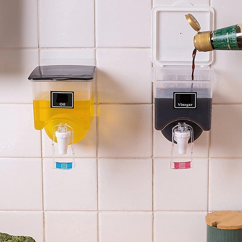 REPLEX Multifunctional Wall mounted Oil Dispenser Transparent Liquid Seasoning Food Dispenser for Kitchen Cooking Wall Hanging Box for MultiPurpose Dispenser For Oil Vinegar And sauce - Image 2