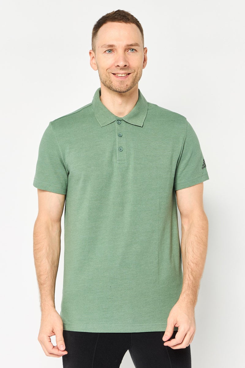 Adidas Men Sportswear Fit Short Sleeve Outdoor Polo Shirt, Green - Image 1