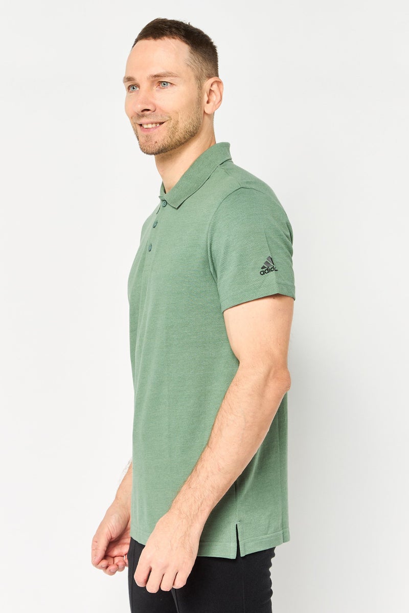 Adidas Men Sportswear Fit Short Sleeve Outdoor Polo Shirt, Green - Image 4