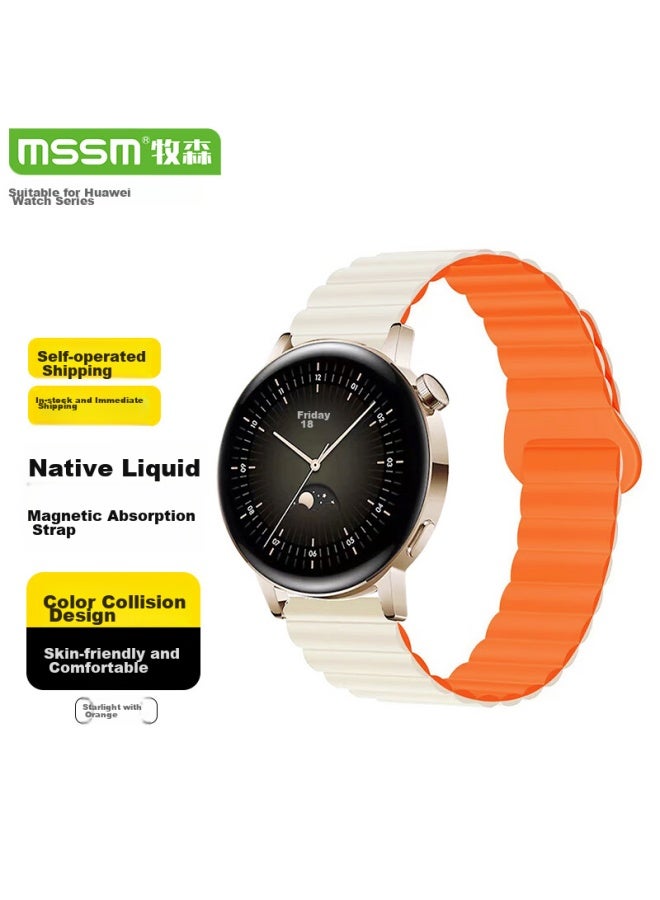 Mssm Compatible Liquid Silicone Magnetic Loop Strap For Huawei Watch 4 Pro/gt5/gt4/gt5 Pro 42/43mm Dial - 20mm - Image 1