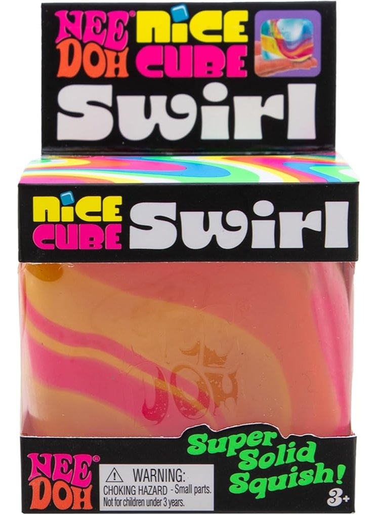 NeeDoh Nice Cube Swirl - Schylling Sensory Toy with a Super Solid Squish - Unique, Swirling Color Blend - Ages 3 and Up (Orange) - Image 1