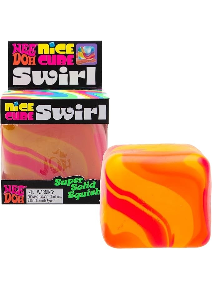NeeDoh Nice Cube Swirl - Schylling Sensory Toy with a Super Solid Squish - Unique, Swirling Color Blend - Ages 3 and Up (Orange) - Image 2