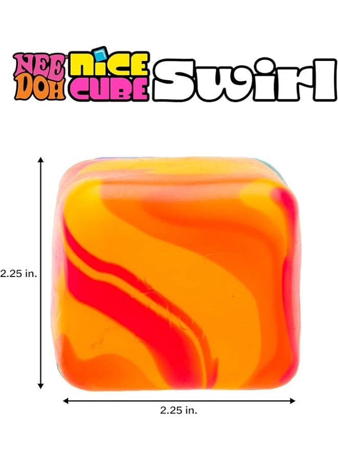 NeeDoh Nice Cube Swirl - Schylling Sensory Toy with a Super Solid Squish - Unique, Swirling Color Blend - Ages 3 and Up (Orange) - Image 3