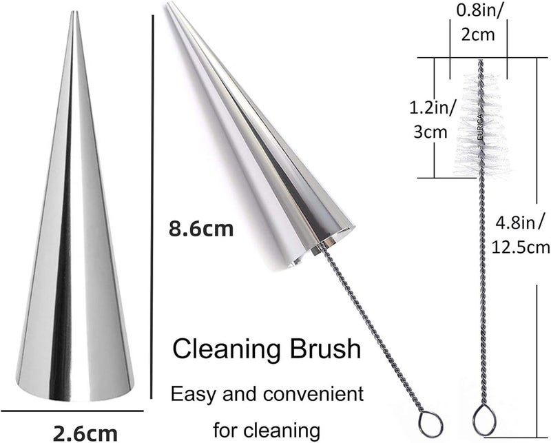 Joyeee 12 Pack Small Cream Horn Molds Stainless Steel 34 Inch Mini Size Cone Shaped Cream Horn Forms with Cleaning Brush Baking for Christmas Party Wedding Desserts Festive Dinners - Image 2