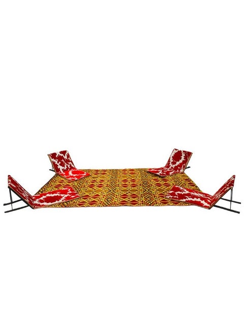 Floor mat set with 4 comfortable floor chairs – an elegant Arabic seating set, perfect for entertaining and relaxing in the desert and garden.