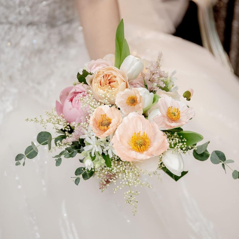 Champagne Color Simulation Poppy 5-branch Simulation Silk Flower Home Office Wedding Outdoor Decorative Flower - Image 4