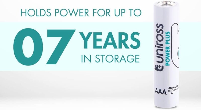 يونيروس بطاريات Uniross AAA LR03 Power Plus 1.5 فولت قلوية طويلة الأمد لمنبهات الساعة وألعاب التحكم عن بعد – عبوة من 40 بطارية - Image 3
