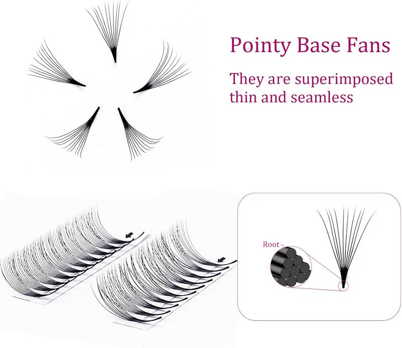 FADLASH Premade Lash Extensions Fans 10D 0.07 Thickness C Pre Made Fanned Volume Lash Extensions Pointed Base Middle Stem Premade Lash Fans Supplies (10D-0.07C, 13-16mm) - Image 3