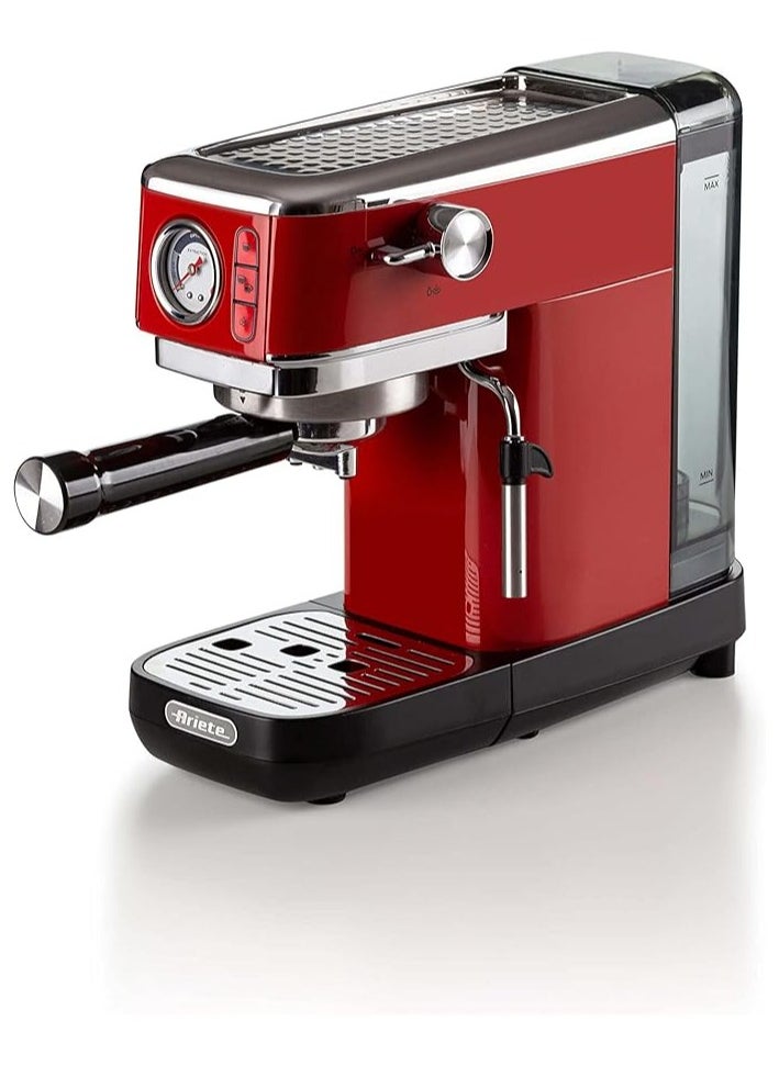 Ariete Ariete Coffee Maker 1381 with pressure gauge, 1.1 L capacity, 15 bar pressure, Cappuccino Maker, 1300W, Red  - Image 1