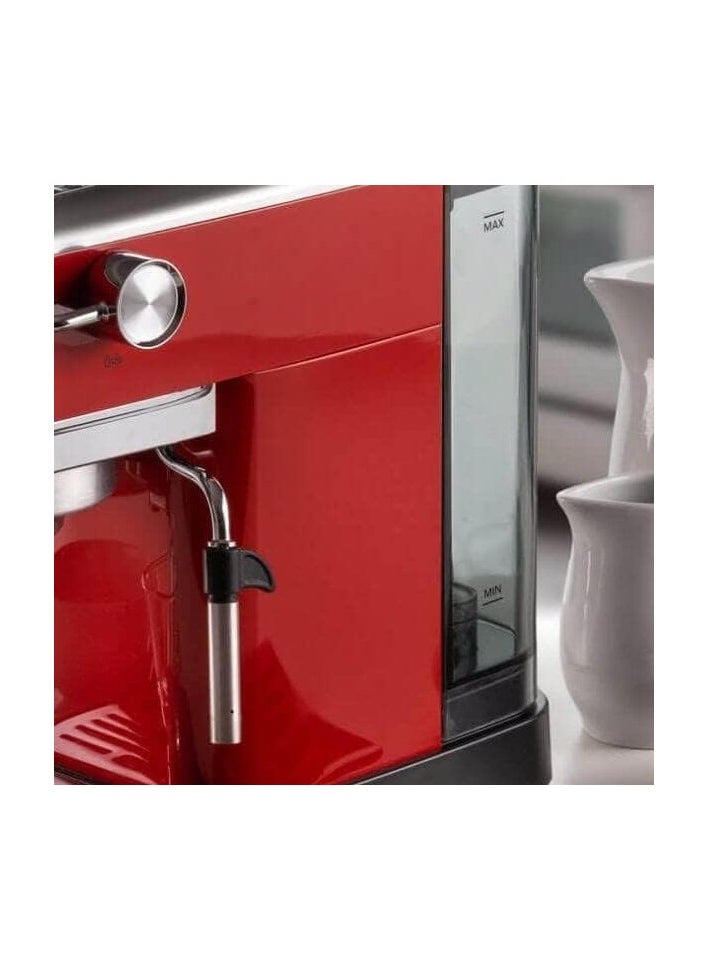 Ariete Ariete Coffee Maker 1381 with pressure gauge, 1.1 L capacity, 15 bar pressure, Cappuccino Maker, 1300W, Red  - Image 4