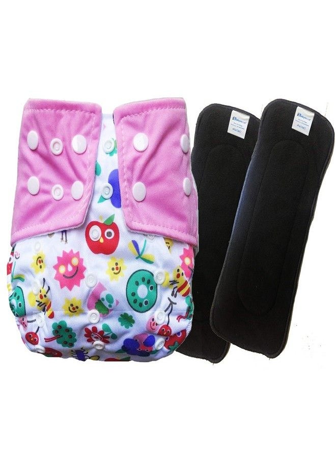(Set Of 31Cloth Diaper With 2 Wetfree Microfiber Insert) Designer Premium Reusable Adjustable Size Waterproof Washable Pocket Cloth Diaper Nappie (Circular Pink)