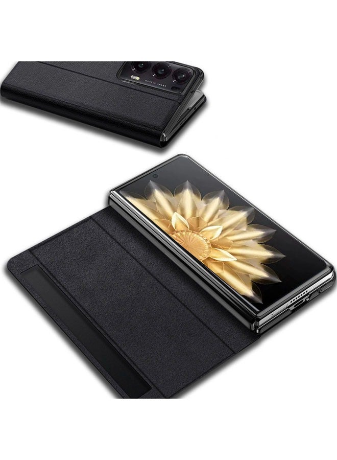 general Phone Case for Honor Magic V2, Smart Sleep/Wake Function, Clear Windows, Premium Leather Flip Stand, Protective Case, Magnetic Closure Phone Case - Image 2