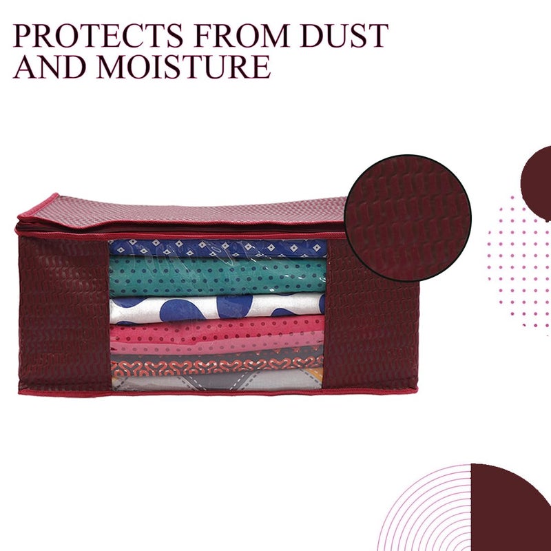 SHAPING FABRIC Non-Woven Garment Cover with Transparent Window & Double Metal Zipper - Dustproof Storage Bag for Sarees, Suits, Jackets, and Shirts - Image 3