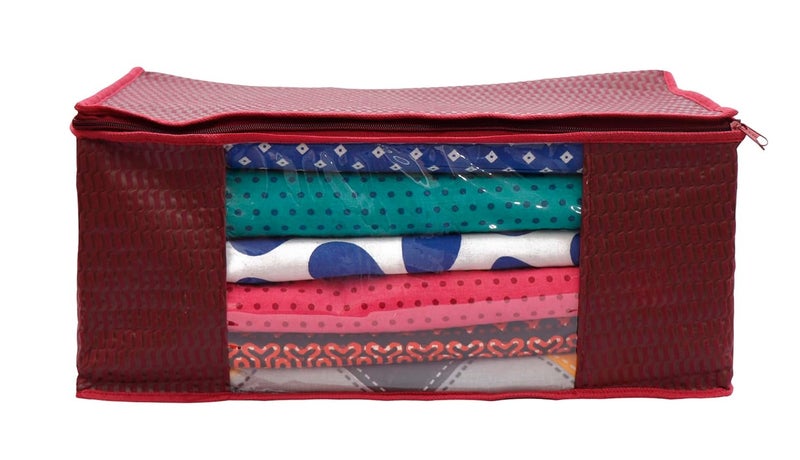 SHAPING FABRIC Non-Woven Garment Cover with Transparent Window & Double Metal Zipper - Dustproof Storage Bag for Sarees, Suits, Jackets, and Shirts - Image 1