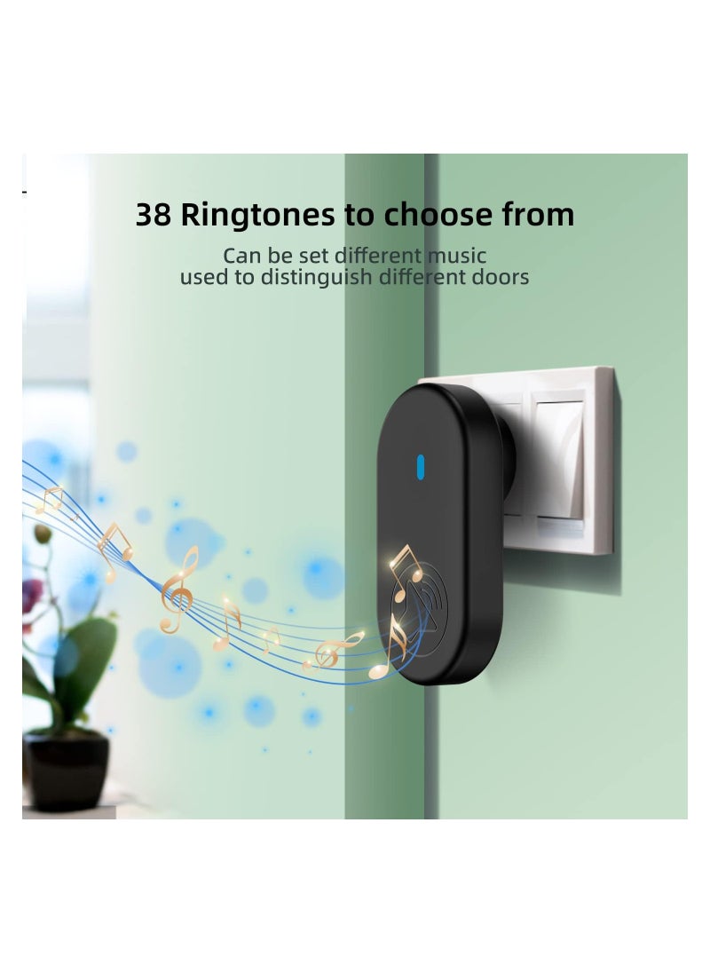 KASTWAVE Wireless Doorbell Kit for Homes and Offices - IP65 Waterproof, Front and Rear Door Distinction, 1050+ Feet Range, 38 Melodies - Ideal for Home, Office, and Classroom Use(European Standard Plug)  - Image 3
