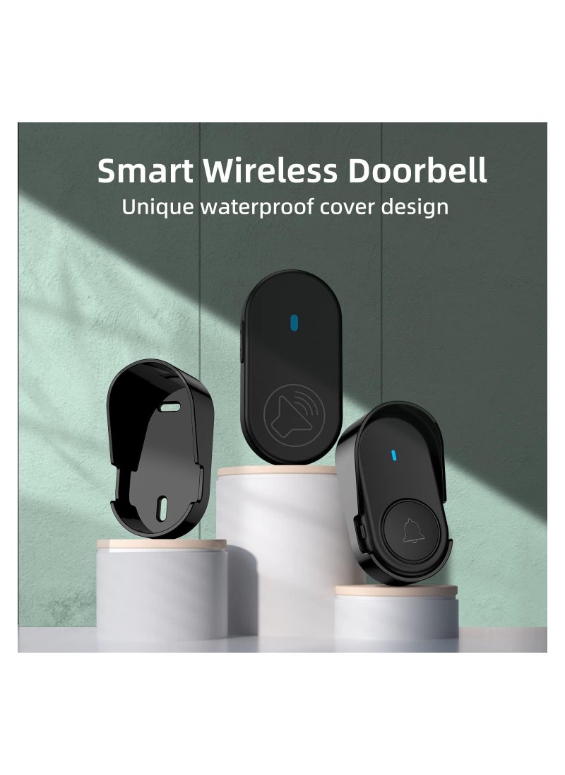 KASTWAVE Wireless Doorbell Kit for Homes and Offices - IP65 Waterproof, Front and Rear Door Distinction, 1050+ Feet Range, 38 Melodies - Ideal for Home, Office, and Classroom Use(European Standard Plug)  - Image 2