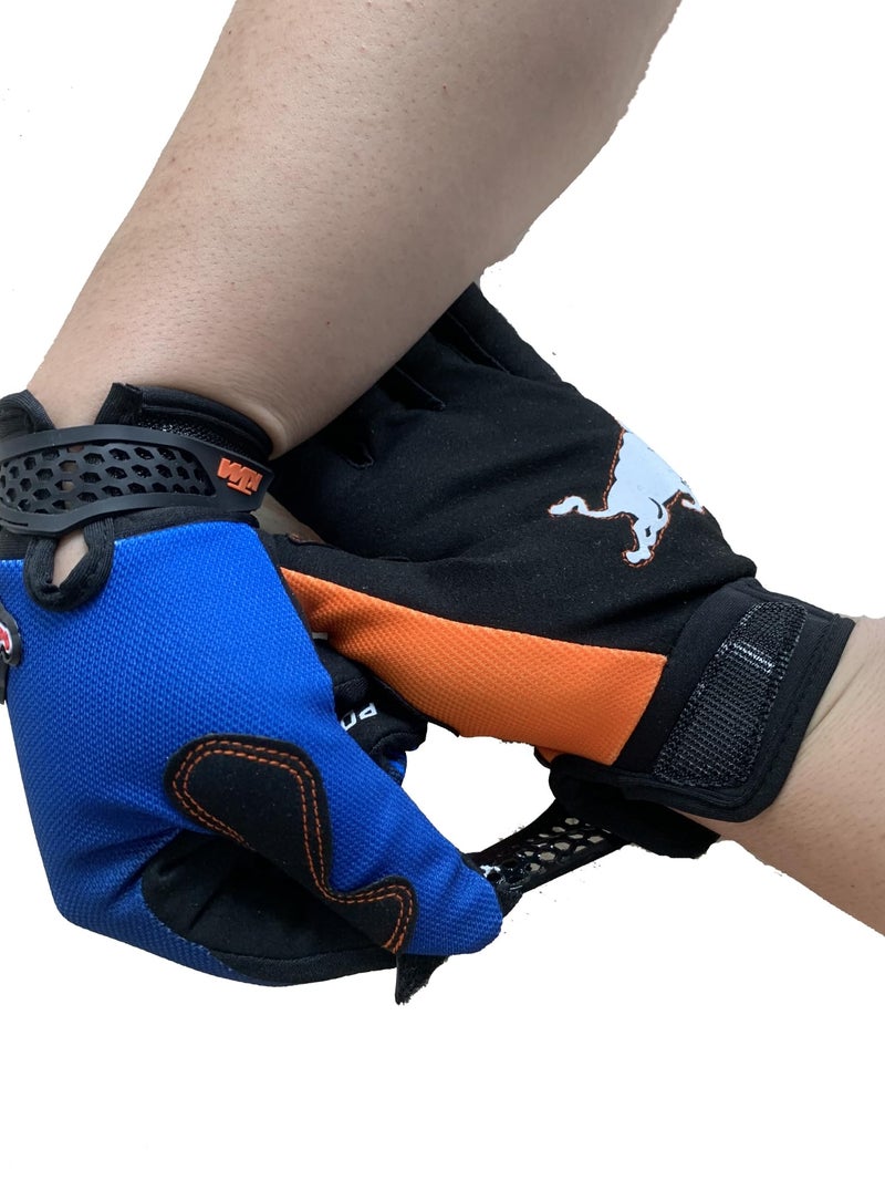 EXCEREY Non-Slip MTB Motorcycle Biking Cycling Gloves Full Finger Off-Road Racing Gloves for Men Women u0026 Mountaineering (Blue, L) - Image 4