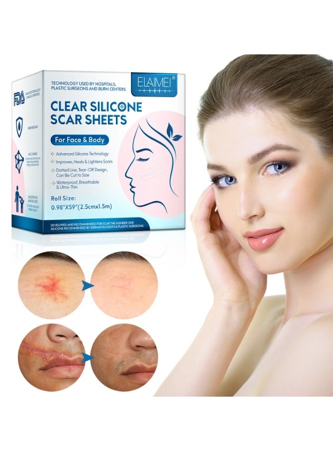 Elaimei Medical Grade Silicone Scar Sheets Roll Tape Keloid C-Section Surgical Scars Removal Treatment Silicon Gel Cream Patch Bandage Removes Abs Tuck Surgery Scars  - Image 1