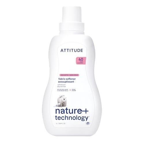 ATTITUDE Liquid Fabric Softener, Plant-Based & Vegan, HE Compatible, Naturally Derived, Unscented, 40 Loads, 33.8 Fl Oz - Image 1