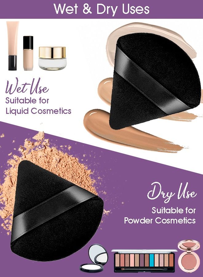 Kanza 6 Pcs Pure Cotton Soft Triangle Wedge Makeup Powder Puff Set and Makeup Sponge Set Beauty Blender Puff Cosmetic Foundation Sponge Kit - Image 3