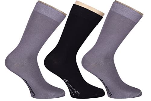 FOOTPRINTS Odour Free Organic Cotton & Bamboo Men's Formal Socks | 2 Grey & 1 Black | Pack of 3 - Image 3
